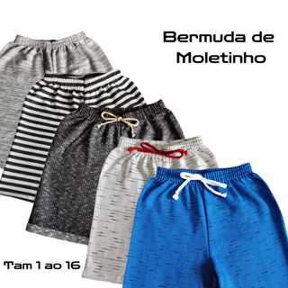 Kit 3 Bermudas Infantil Juvenil Menino Cores Sortidas em Moletinho em Oferta na Shopee
