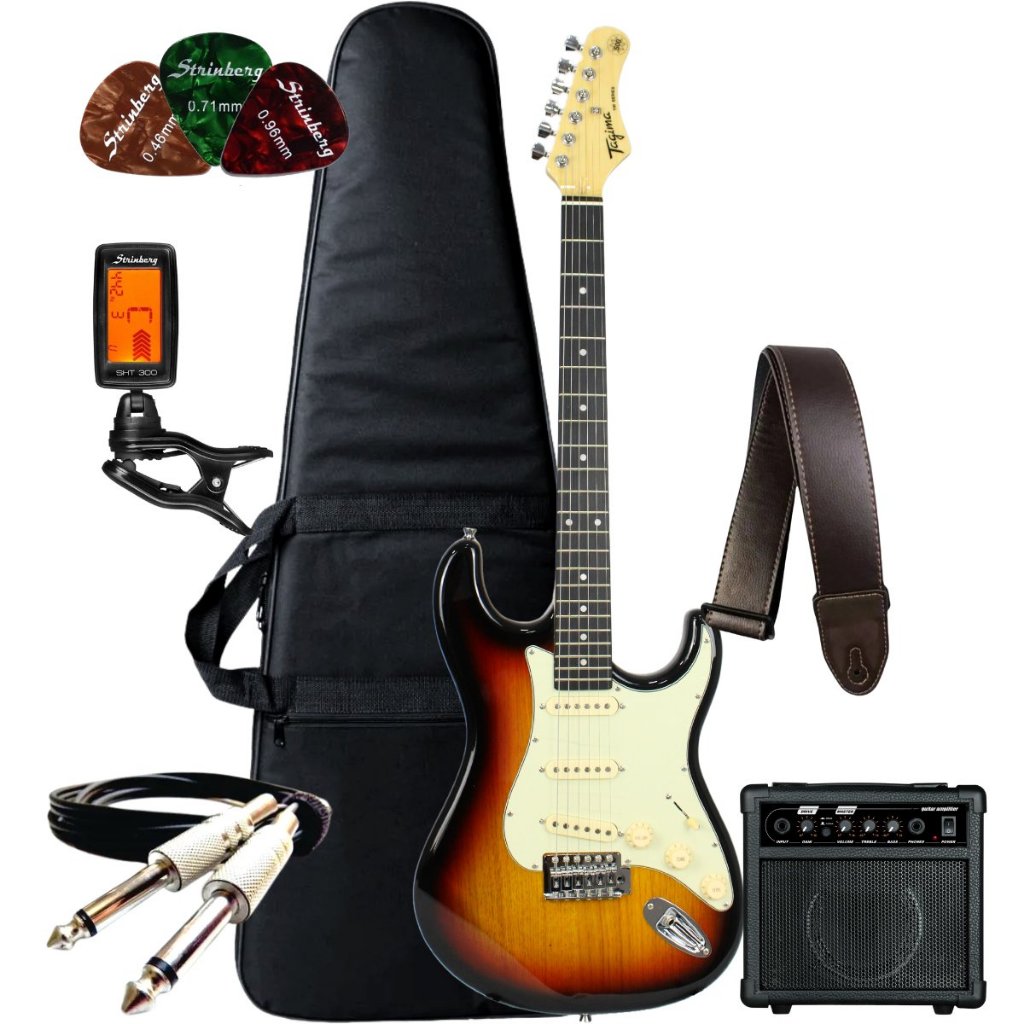 Kit Guitarra Tagima Stratocaster Tg500 + Amplificador Sheldon + Acessórios em Oferta na Shopee