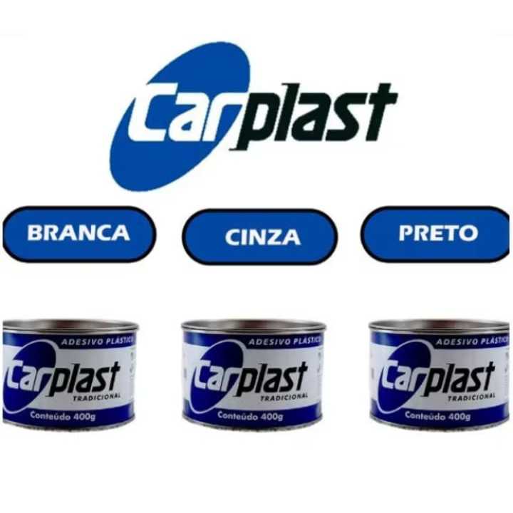 Massa Plástica Carplast maxi rubber 400grs adesivo plástico preto, branco e cinza  c/ catalisador