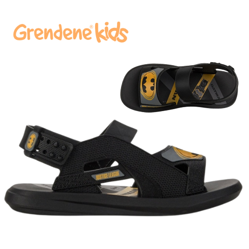 Sandália Papete Infantil Grendene Menino Preto Batman