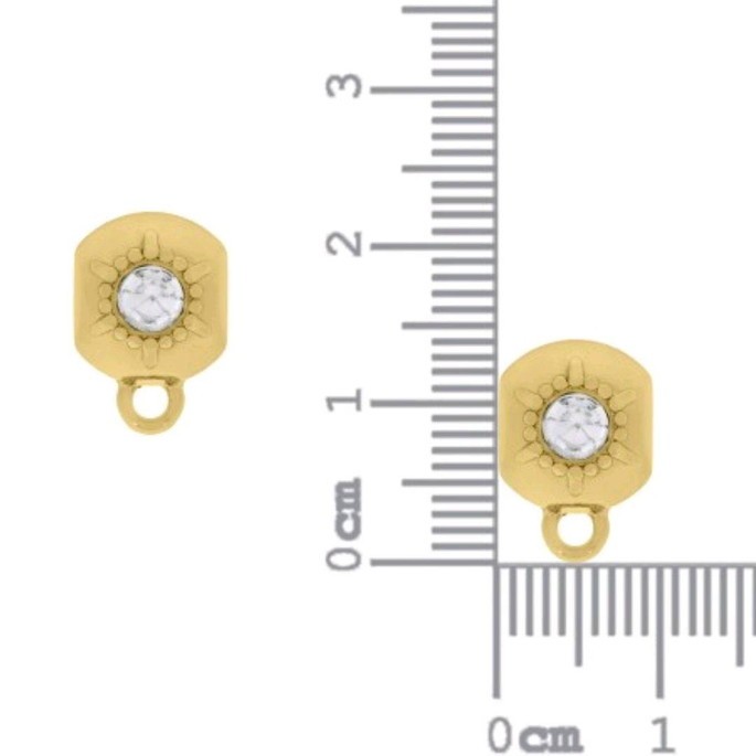 Passador Berloque argola fixa Bola Strass Dourado Enfeite, Metal para Pulseira Colar Bijuteria Artesanato