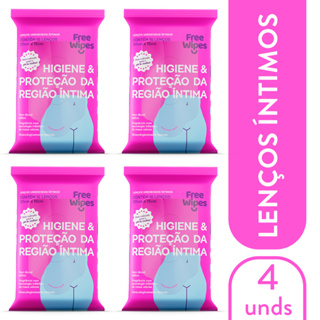 Kit 4 Pacotes de Lenço Umedecido Higiene Íntima Feminina Free Wipes em Oferta na Shopee