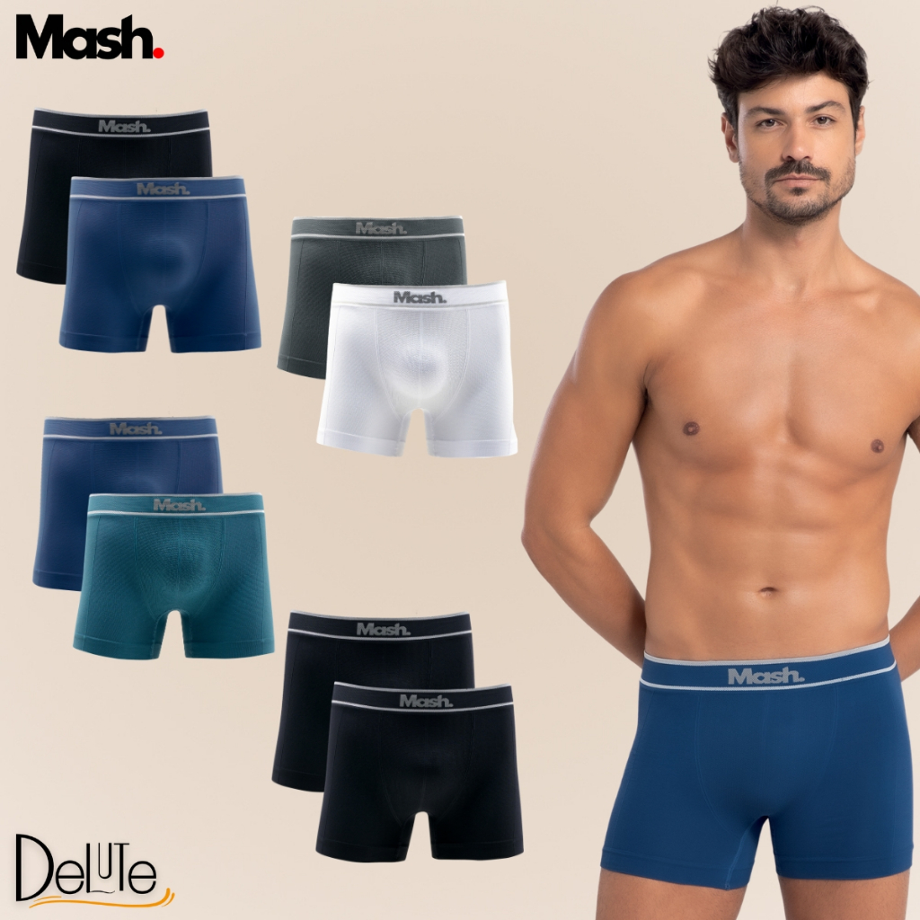 Kit Com 2 Cuecas Boxer Microfibra Mash Sem Costura Box Confortavel Original - Men Clothes