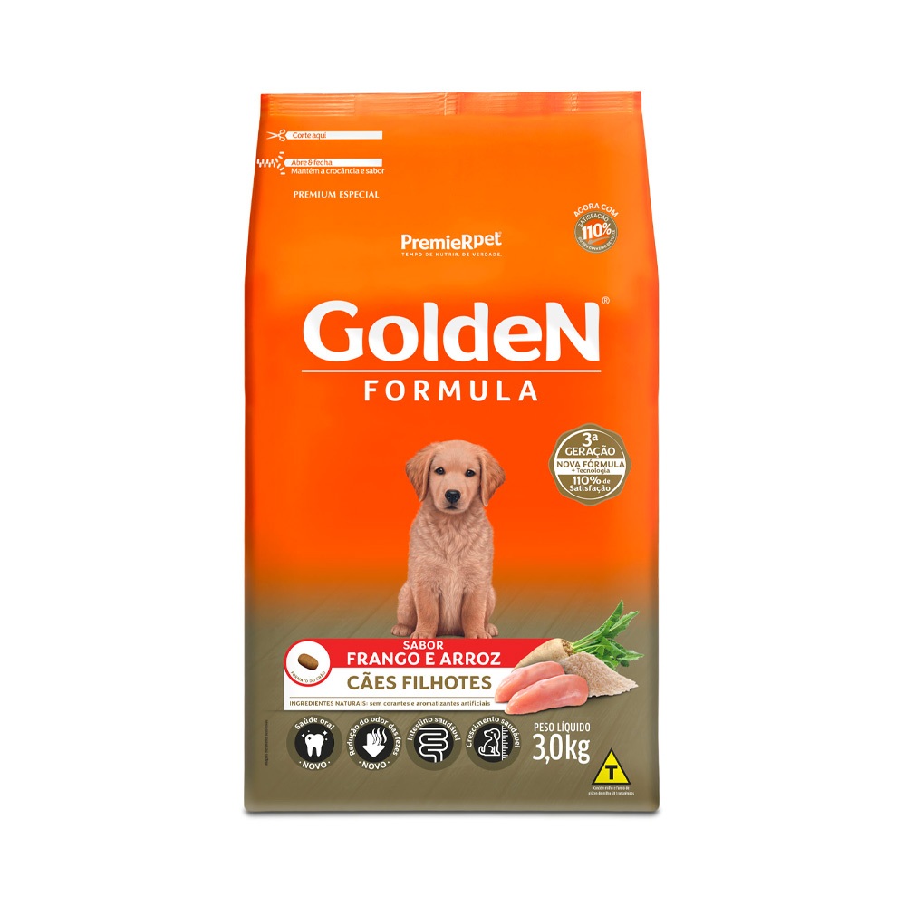 Ração Golden Fórmula Para Cães Filhote Sabor Frango e Arroz - 3kg