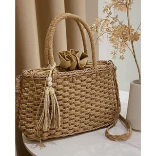 Bolsa feminina de palha praia com alça transversal modelo novo — imagem 2 de 2