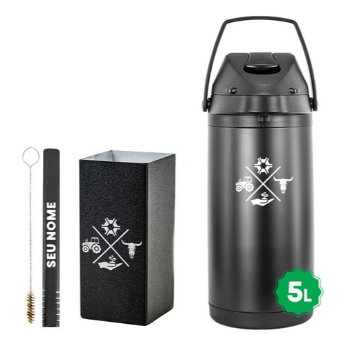 Kit Tereré Garrafa Térmica 5l Copo Bomba Black - Agro em Oferta na Shopee
