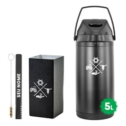 Kit Tereré Garrafa Térmica 5l Copo Bomba Black - Agro