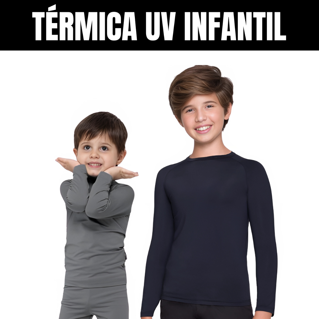 Camisa Termica Infantil e Juvenil UV Proteção Solar - 2 a 14 anos - Masculino e Feminina - Menino - Bebe - Blusa UV