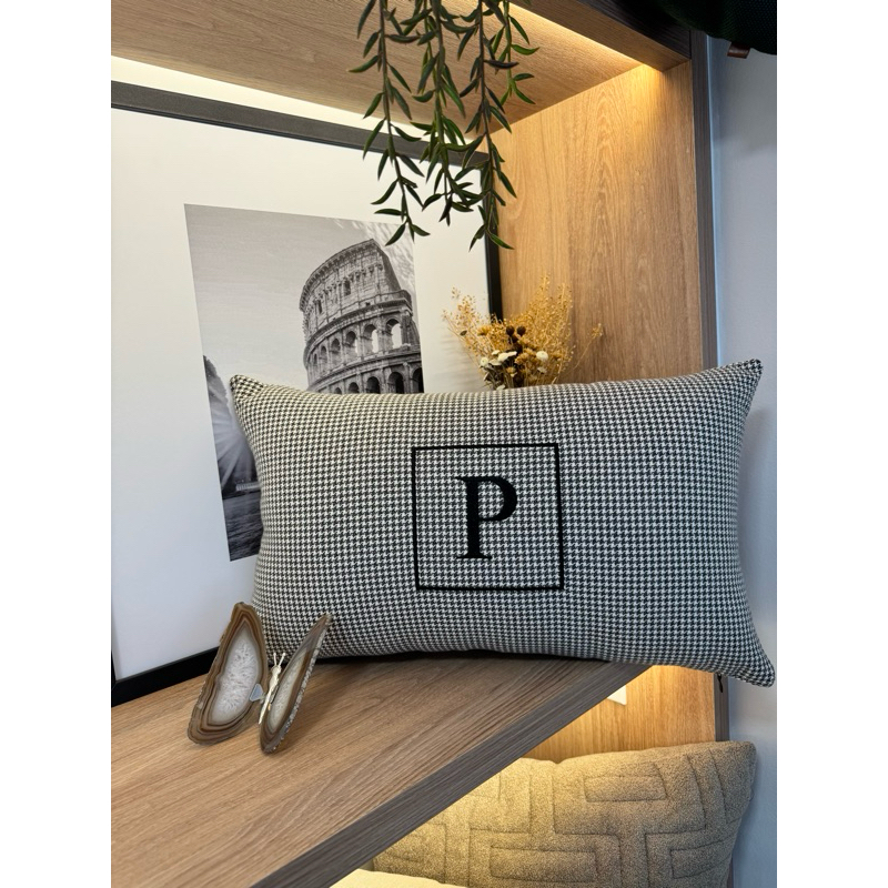 Almofada Personalizada 50x30 Xadrez Luxo Pied Poule em Oferta na Shopee