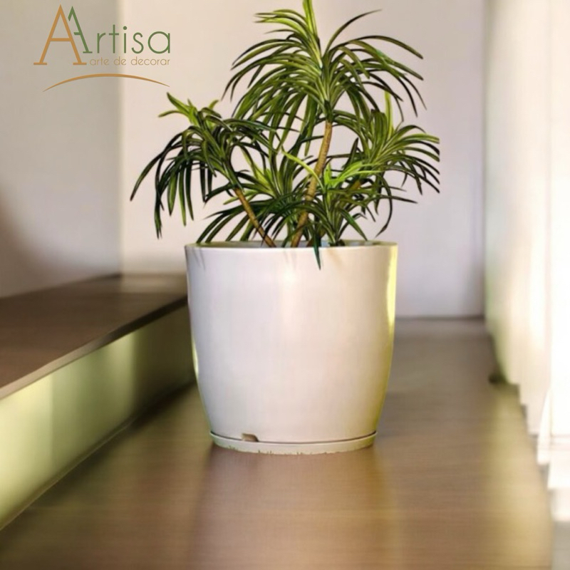 Vaso para plantas em polietileno liso bojo G com prato em Oferta na Shopee