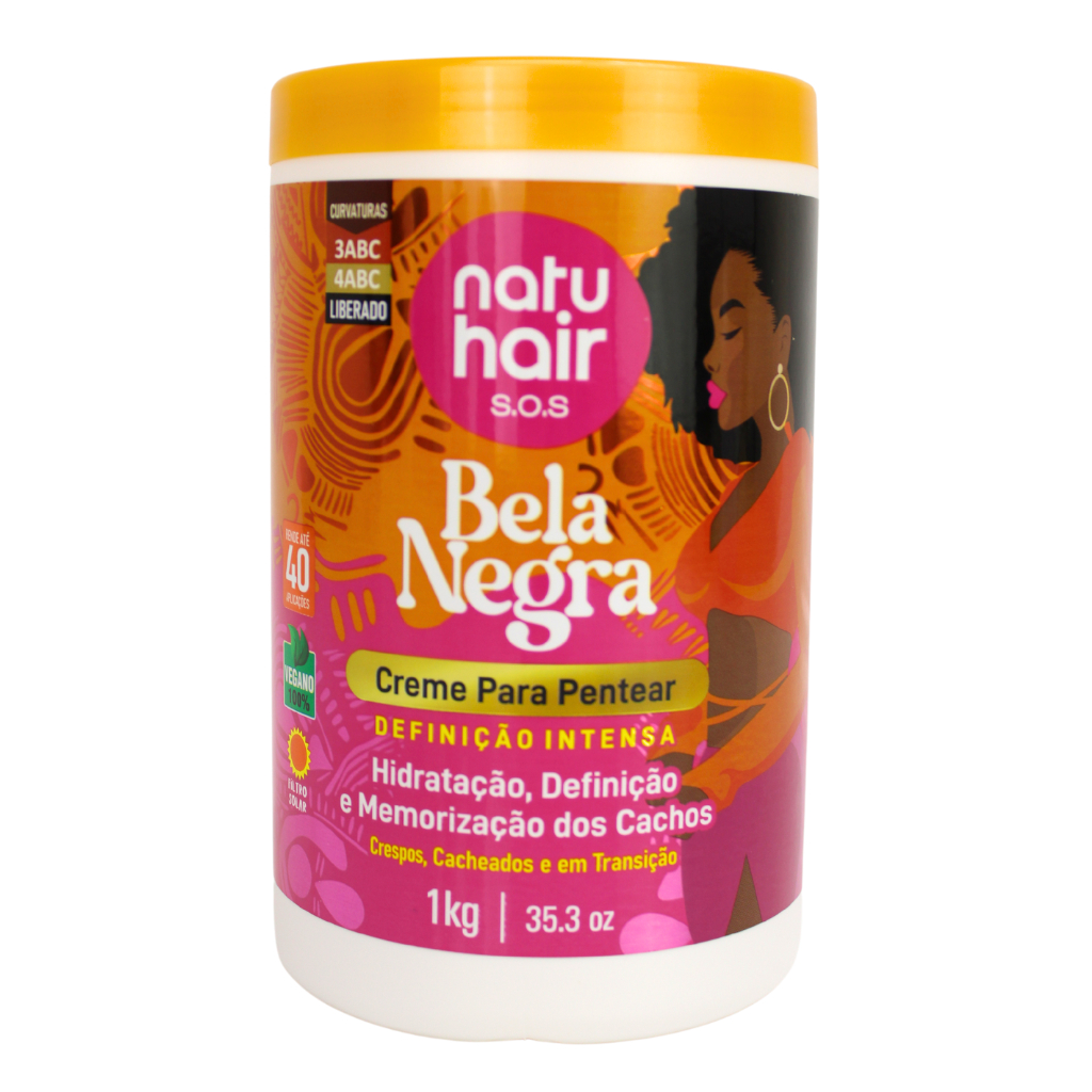 Creme para pentear Bela Negra Natuhair 1kg Definição Intensa Hidratação Volume Crespos Cacheados em Oferta na Shopee
