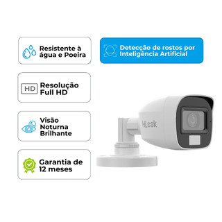 Câmera Segurança Hikvision THC-B127-LPS 2MP Áudio LED 2.8mm IP66 Visão Noturna Externa em Oferta na Shopee