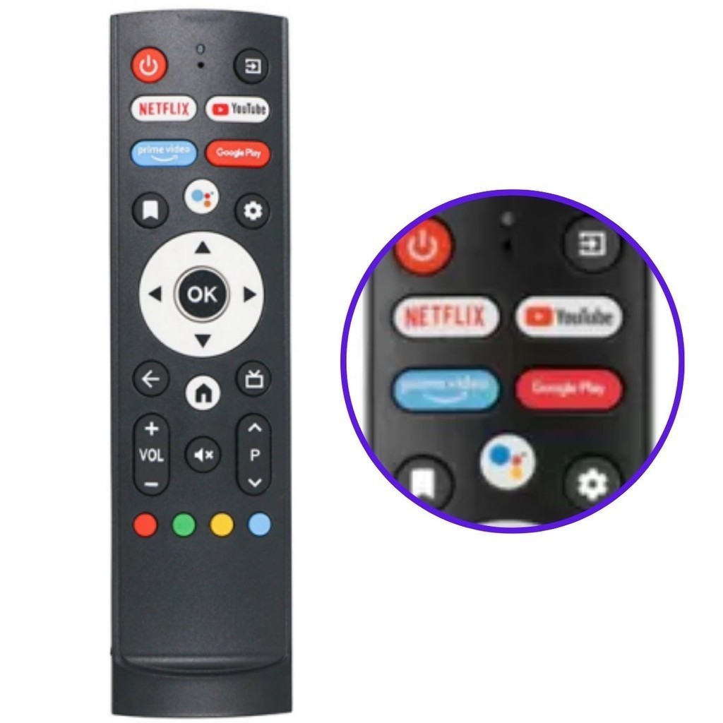 Controle Remoto TV Aiwa AWS-TV-32-BL-02-A / AWS-TV-43-BL-02-A / AWS-TV-50-BL-02-A (Smart TV)
