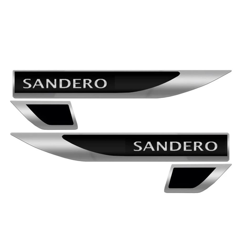 Par Emblema Lateral Resinado Aplique Adesivo Paralama Porta Compatível Sandero