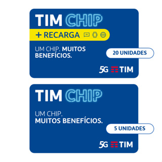 Tim Chip Kit 25 Unidades: 5 Sem Recarga E 20 Com Recarga em Oferta na Shopee