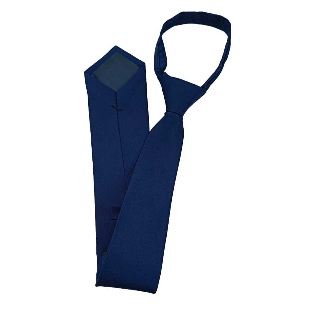 Gravata Semi Slim de Ziper - Azul Marinho Fosco - COD: LX125 em Oferta na Shopee