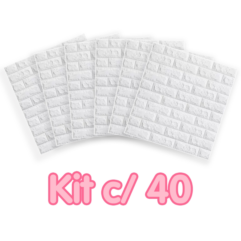 Kit 40 Placas 3D Tijolo Branco Adesivo Autocolante Decoração Quarto Sala Banheiro em Oferta na Shopee