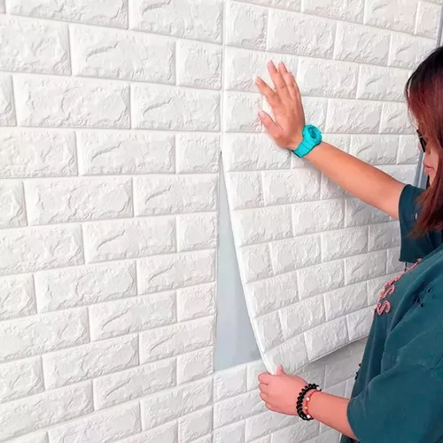 Placas 3D Tijolo Branco Adesivo Autocolante Decoração Quarto Sala Banheiro em Oferta na Shopee