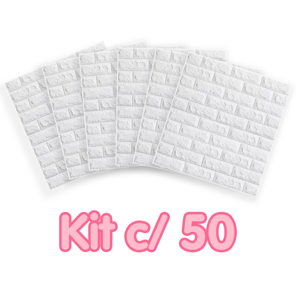 Kit 50 Placas 3D Tijolo Branco Adesivo Autocolante Decoração Quarto Sala Banheiro em Oferta na Shopee