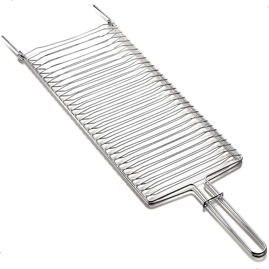 Grelha Dupla Abaulada 81,5X26,5 Super Grill 03 Assar Peixe Linguiça Frango Mor Aço Reforçado Resistente Churrasqueira - Home & Living