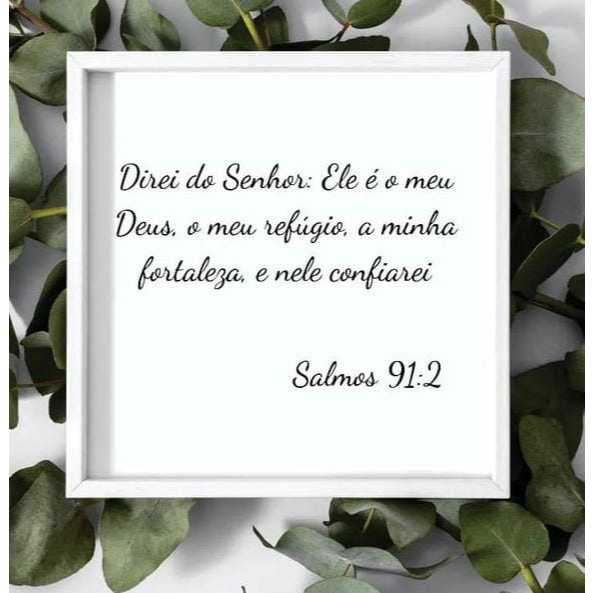 Quadro decorativo cobre caixa de luz com moldura 43x43 Direi do senhor Salmo 91:2 sala/quarto/cozinha/decoração/parede