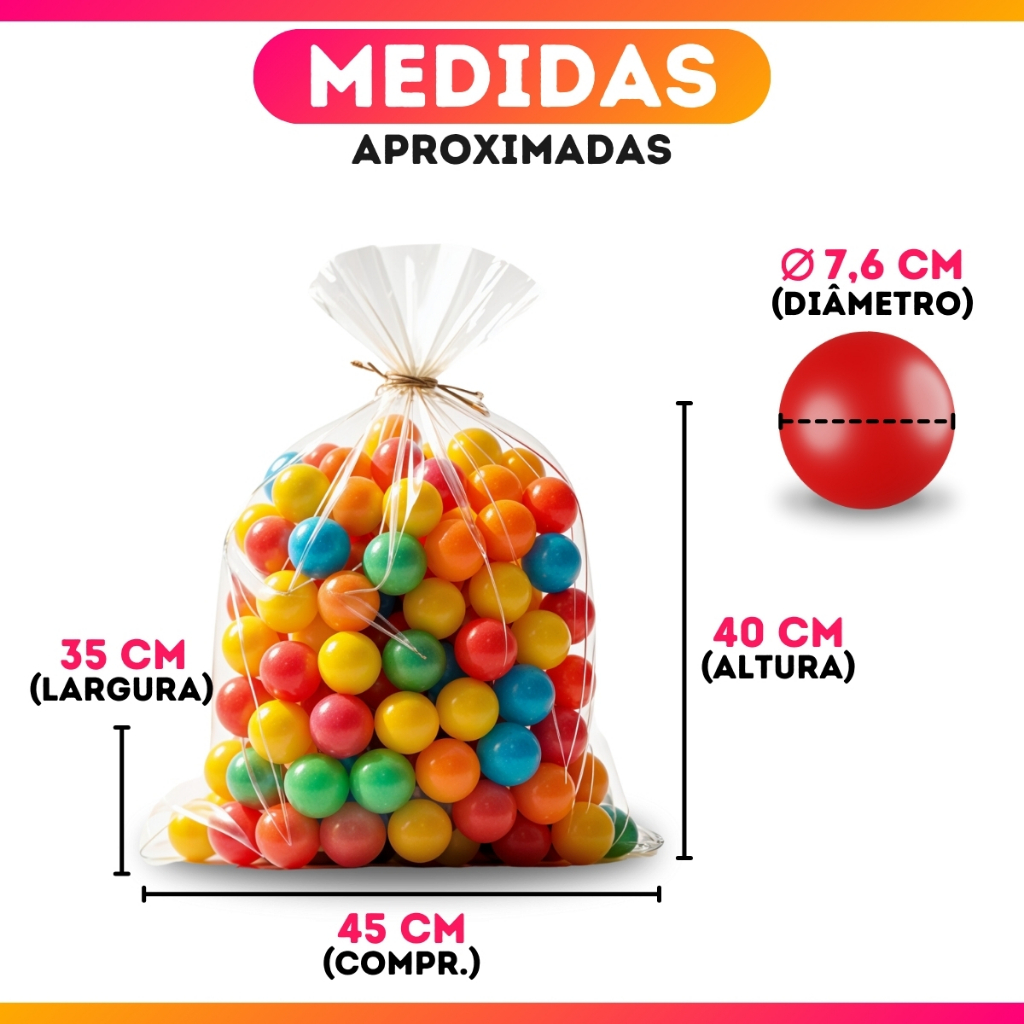 Kit 100/200/300/400 Bolinhas Coloridas Para Piscina Infantil Bola de Brinquedo 76mm de Plástico — imagem 2 de 2