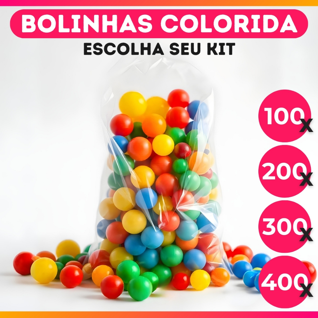 Kit 100/200/300/400 Bolinhas Coloridas Para Piscina Infantil Bola de Brinquedo 76mm de Plástico
