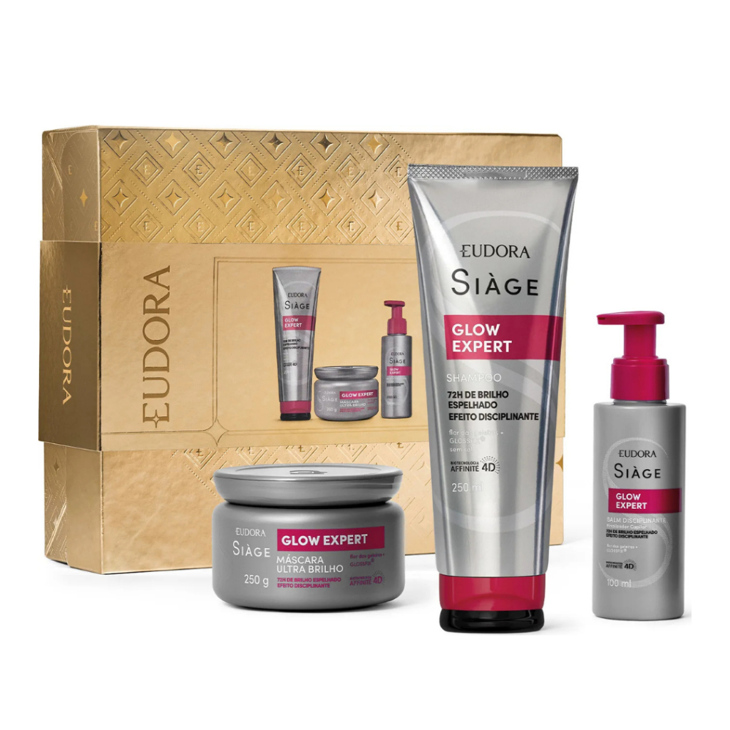 Eudora Siage Glow Expert Shampoo + Máscara + Leave in Kit Presente Natal