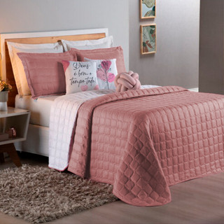 Kit Cobre Leito Dupla Face Paris 08 Peças Cama King Rose com Cinza em Oferta na Shopee