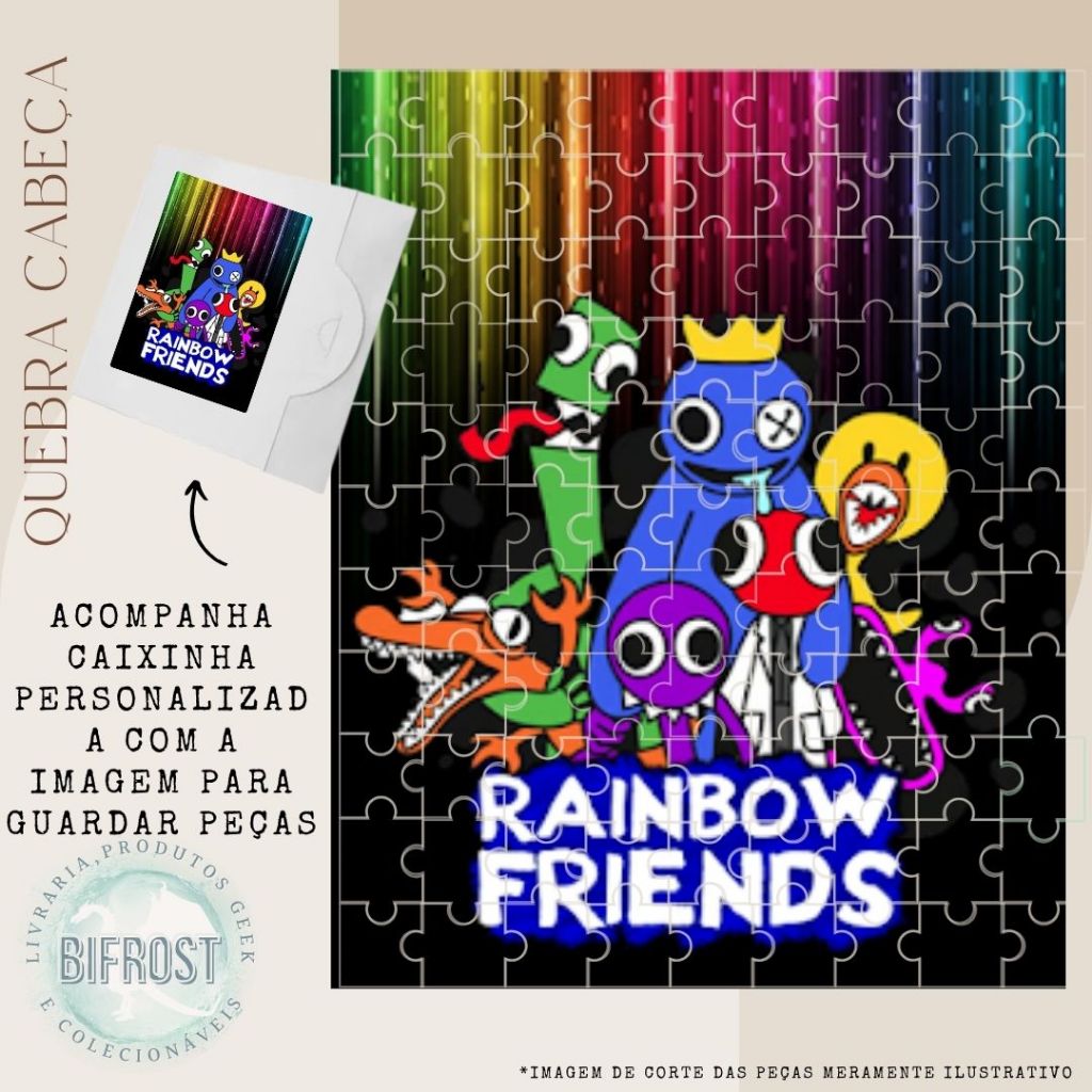 Quebra-cabeça Blue, Yellow, Pulple, Green Rainbow Friends Odd World Presente Geek Otaku Puzzle