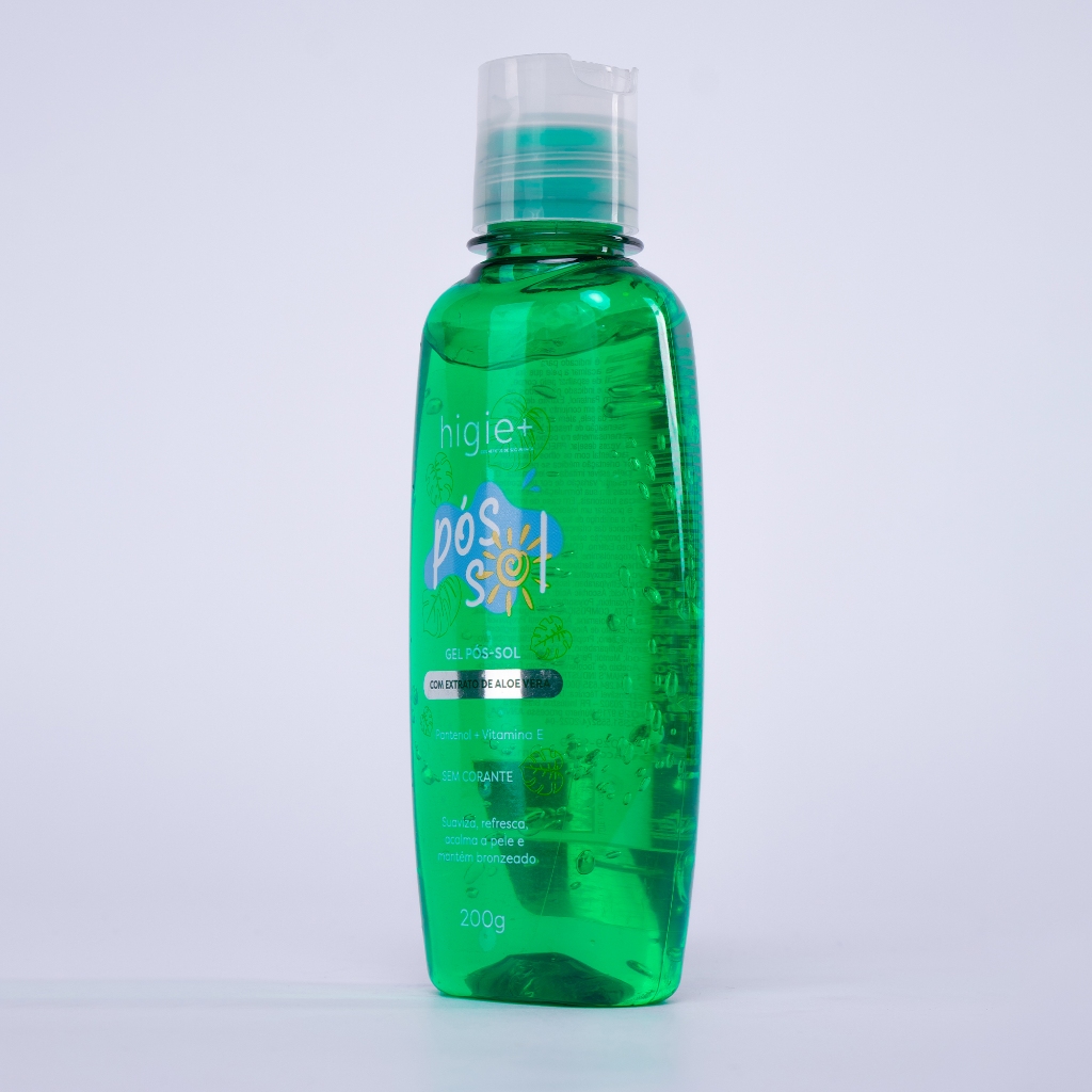 Gel Pós Sol Higie + 200g com Extrato de Aloe Vera Praia Verão Acalma a Pele Pantenol + Vitamina E