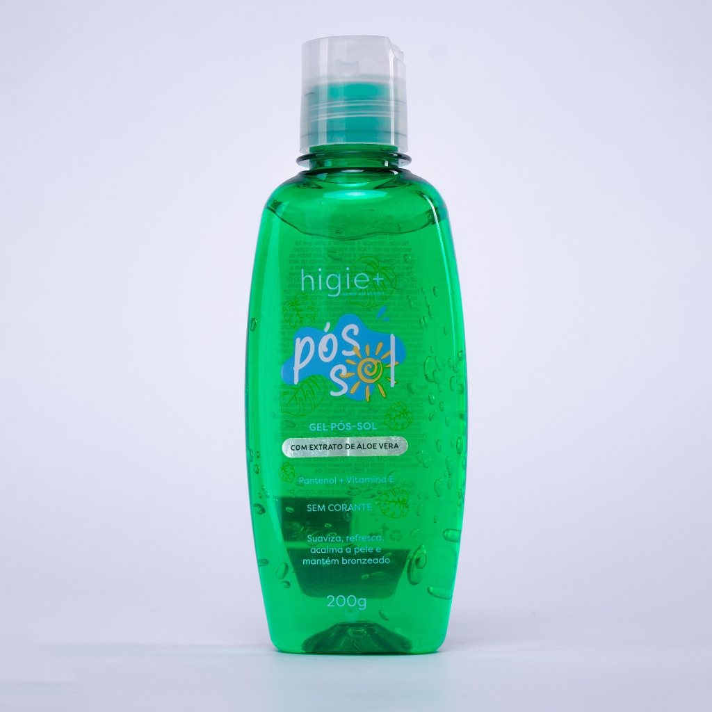 Gel Pós Sol Higie + 200g com Extrato de Aloe Vera Praia Verão Acalma a Pele Pantenol + Vitamina E em Oferta na Shopee