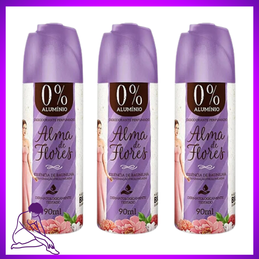 Kit 3 Desodorante Spray Alma de Flores Baunilha 90ml