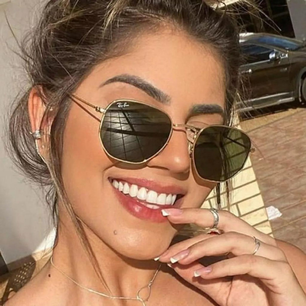 Óculos De Sol Masculino Feminino Hexagonal Original em Oferta na Shopee