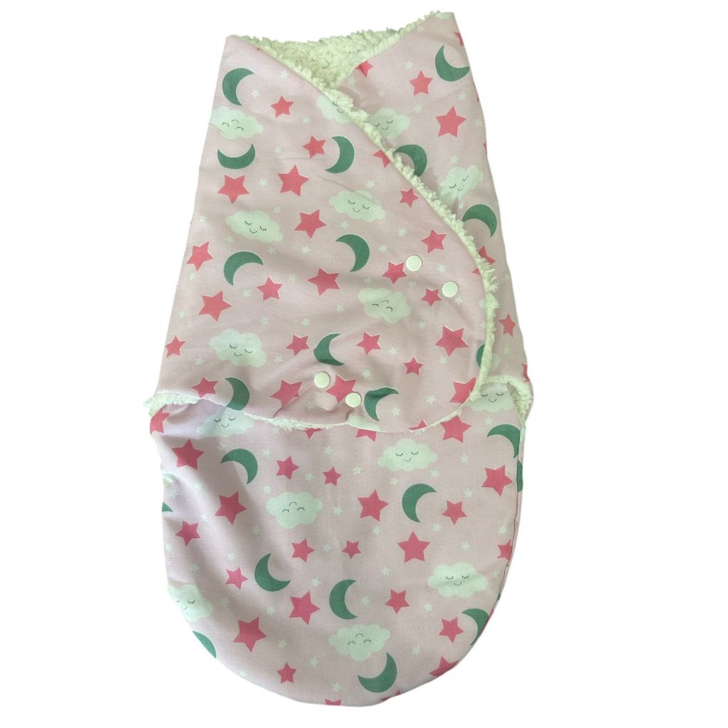 Saco de dormir P para bebê com sherpa enroladinho 55x27