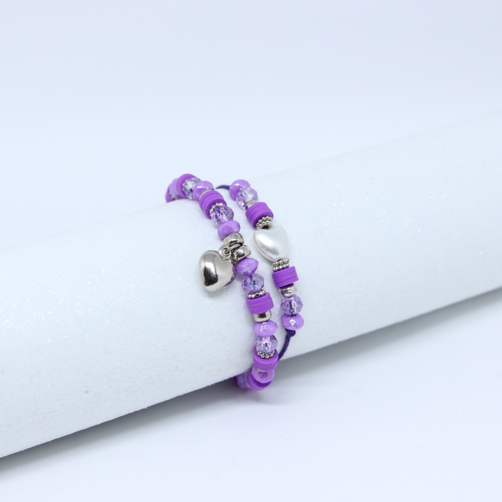 Pulseira dupla de coração de perola