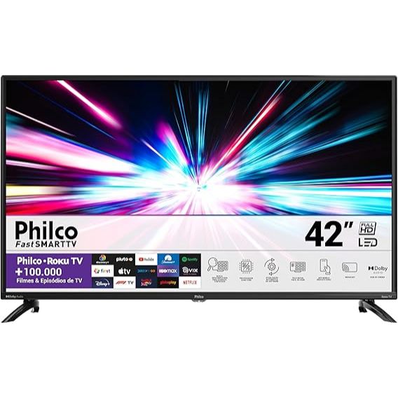 Smart TV 42” Philco PTV42G6FR2CPF Roku TV LED Dolby Áudio - Home Appliances