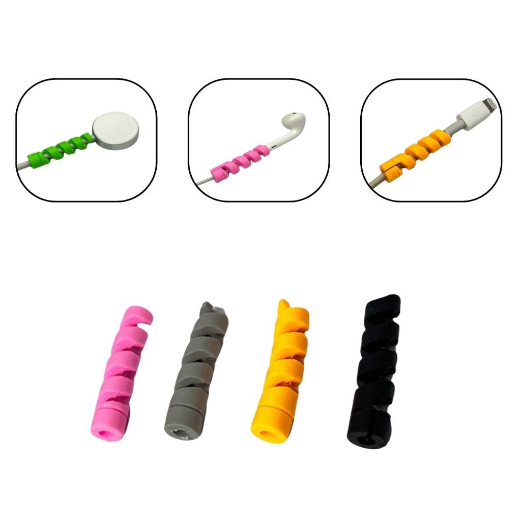 Kit 10 Pcs Protetor de Cabos em Espiral Emborrachado Anti Quebra Proteção para Carregador Fone USB