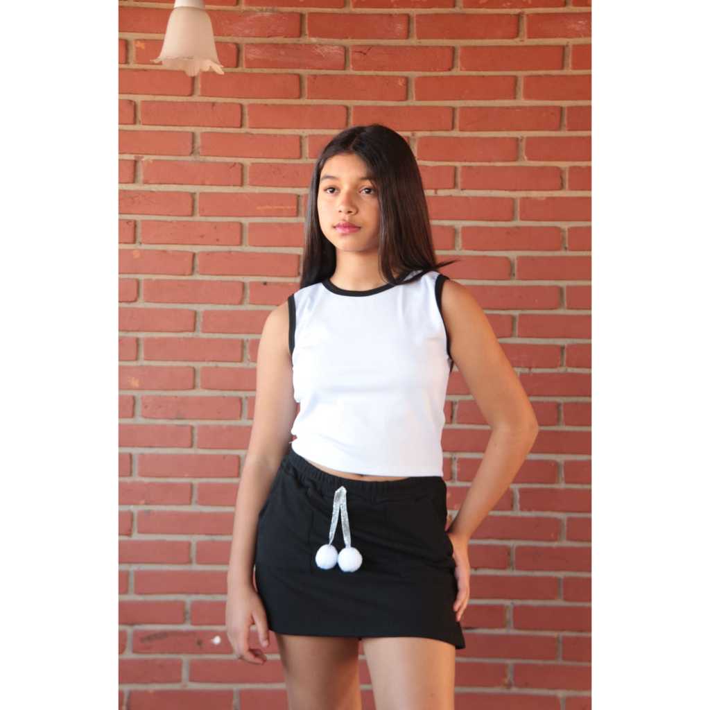 conjunto juvenil infantil menina feminino verao short saia e regata em Oferta na Shopee