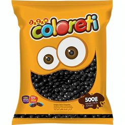 Coloreti Confeito de Chocolate Colorido Preto 500g Jazam