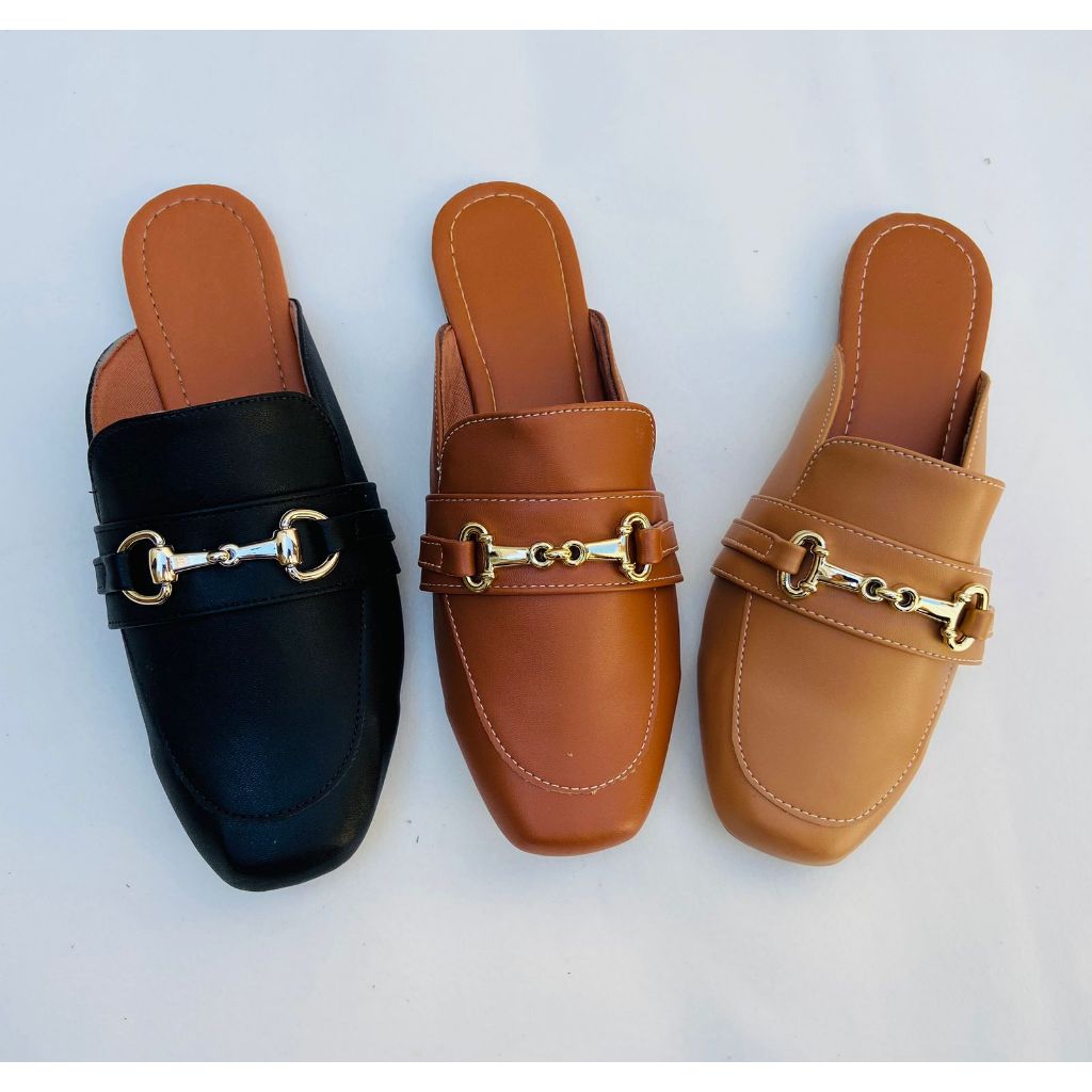 Mule sapato feminino quadrado corrente 007