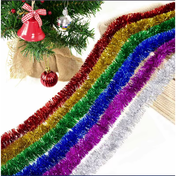 kit 3 Enfeite Natal Festão Metalizado 2m Festa Decoração Arvore De Natal em Oferta na Shopee