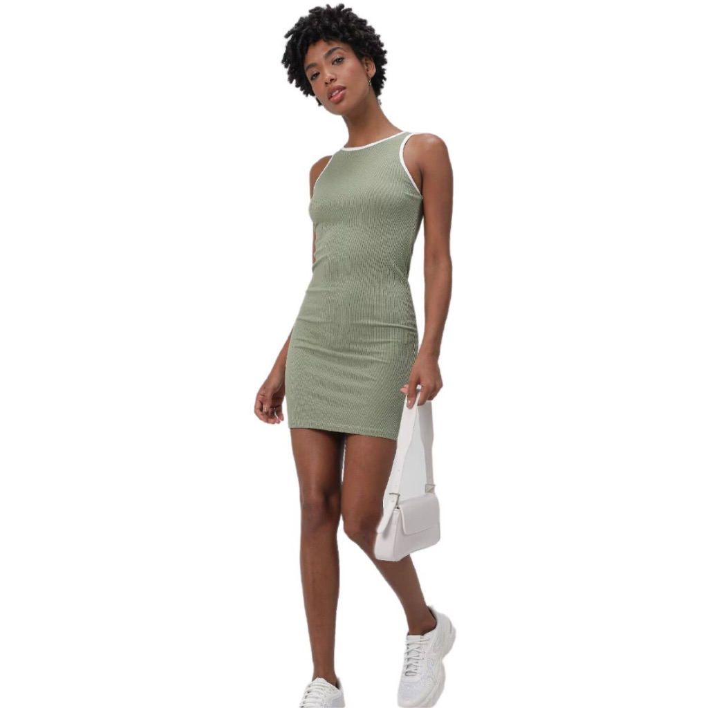 Kit 2 Vestido Feminino Tubinho Canelado Curto Justo Casual Moda