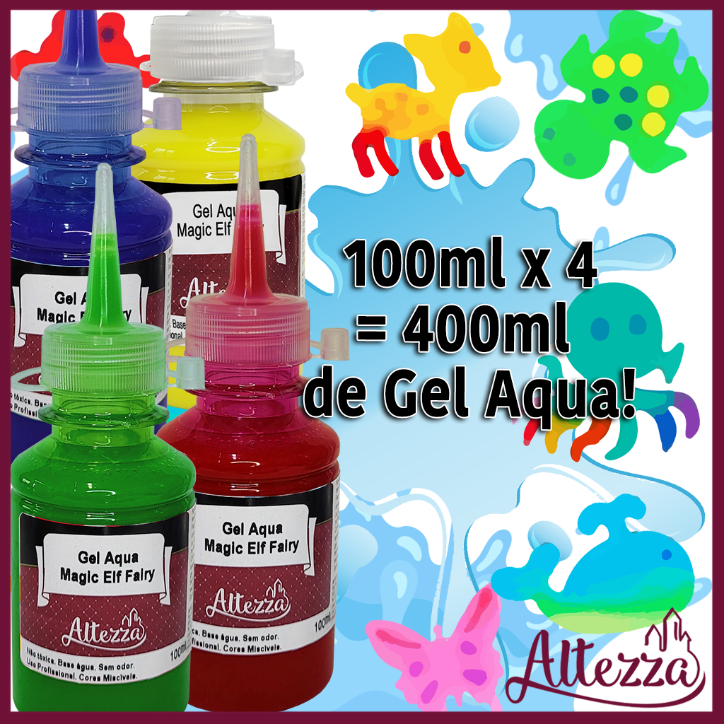 Combo Divertido de Gel Geleia Magica 4 Cores x 100 Premium + 250ml Pó Magico Líquido (Rende 500ml) Criativo Squishy