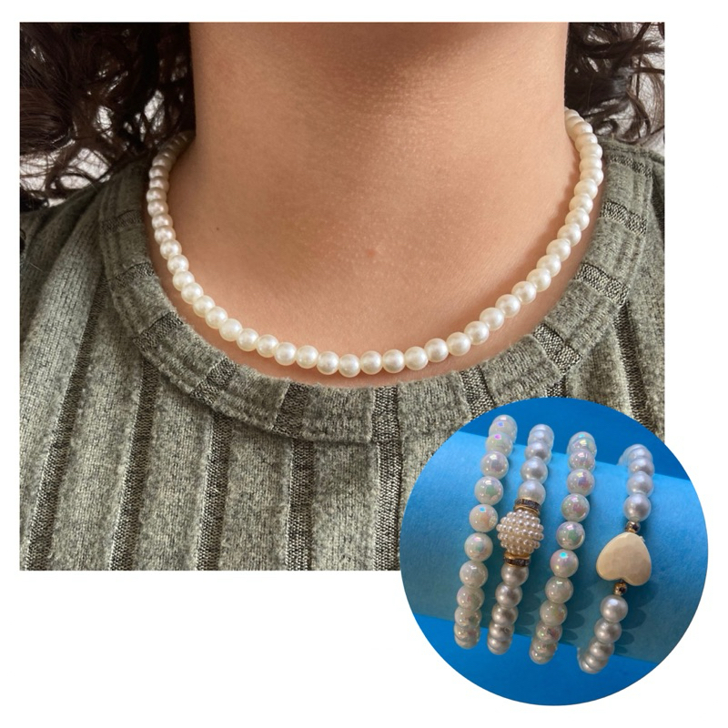 kit Colar de Pérola e Pulseiras Bijuteria  infantil criança em Oferta na Shopee