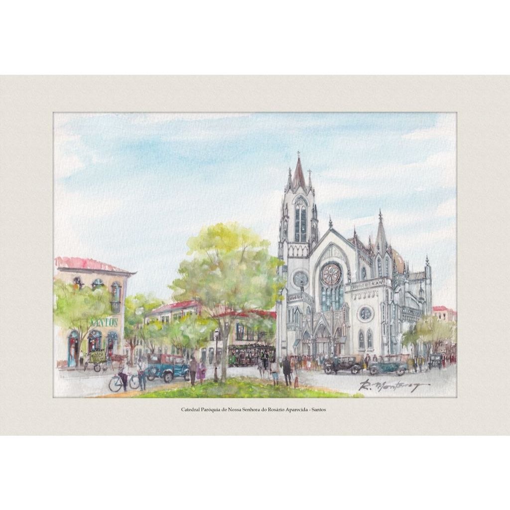 Catedral Paróquia de Nossa Senhora do Rosário Aparecida - Santos | Quadro Decorativo | A4