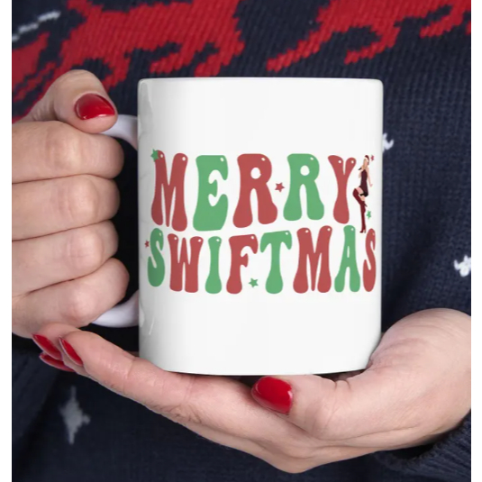 Caneca Personalizada Taylor Swift Natalina Merry Swiftmas  mug Porcelana Christmas Festas Natal