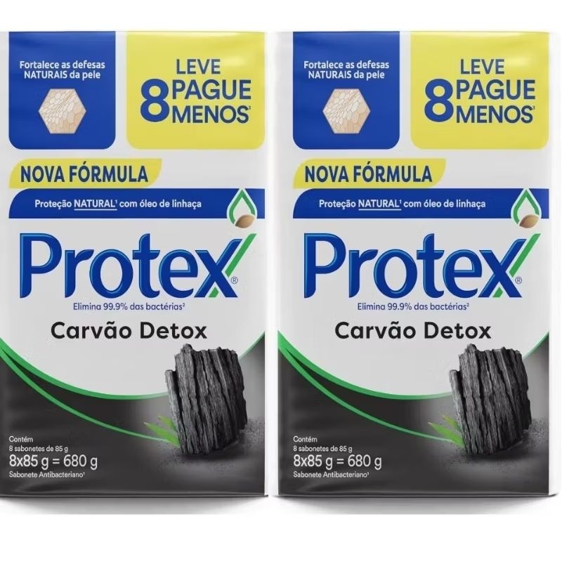 Kit 16 Sabonete em Barra Protex Carvão Detox 85g Promo Leve Mais Pague Menos