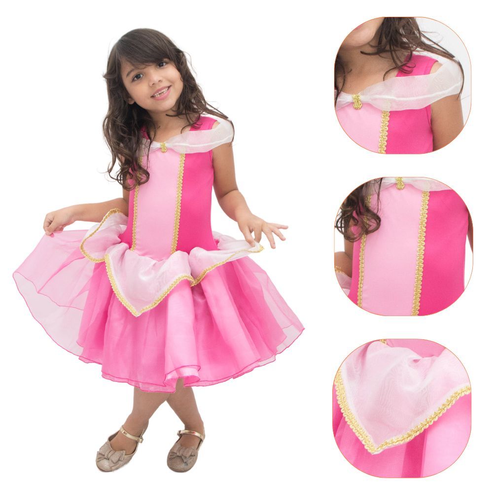 Fantasia Princesa Aurora Luxo Infantil Bela Adomercida Aniversario em Oferta na Shopee