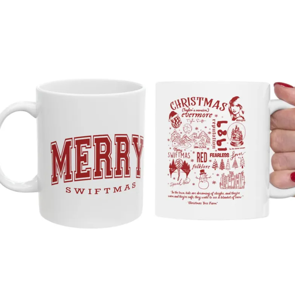Caneca Personalizada Taylor Swift Natalina Era Merry Swiftmas  mug Porcelana Christmas Festas Natal